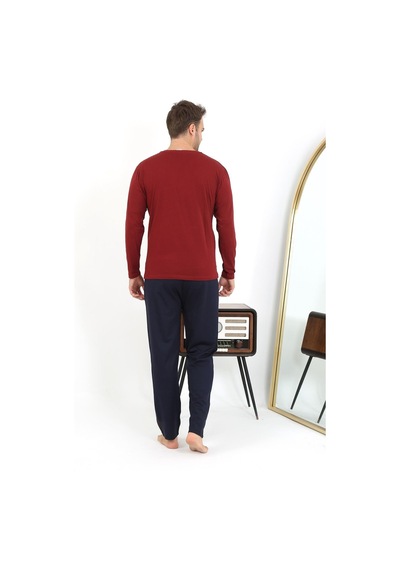 Akbeniz Erkek Uzun Kol Penye Bordo Pijama Takımı 6861 Bordo