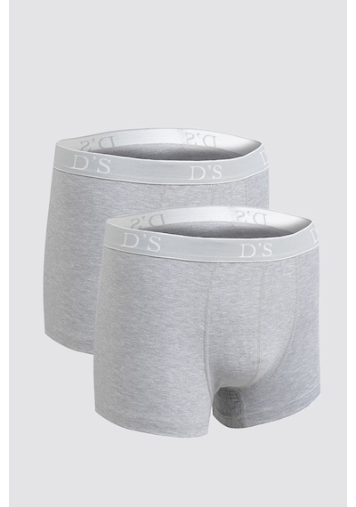 D's Damat Ds Damat Gri Beli Lastikli Marka Logolu Likralı Esneyebilen 2'li Boxer Set 4HC44ORTBS02 Gri