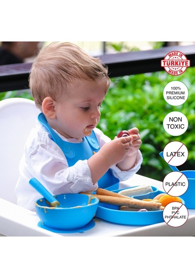 Babychefs Silikon Bebek Beslenme Seti 6 Parça-mavi