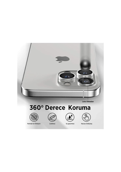 Bix Apple Uyumlu iPhone 16 Pro / 16 Pro Max Safir Lens Koruyucu 3d Kamera Camı 9h Premium Lens Kapağı Desert Titanyum
