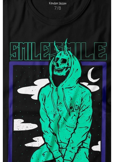 Kendim Seçtim Smile Skull Urban Wear Street Culture Kuru Kafa Y2k Baskılı Tişört Çocuk T-shirt 001