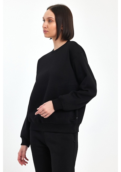 Odda Bisiklet Yaka Sweatshirt Siyah