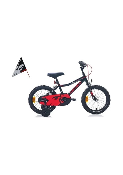 Carraro Red Eagle Erkek Çocuk Bisikleti 250h V 16 Jant Mat Siyah Kırmızı Gümüş Çok Renkli