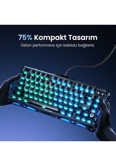Gravastar V75 Manyetik Kablolu Gaming Klavye, Xpro Kablosuz Optik Mouse Ve Mousepad Oyuncu Seti, Ste Optik