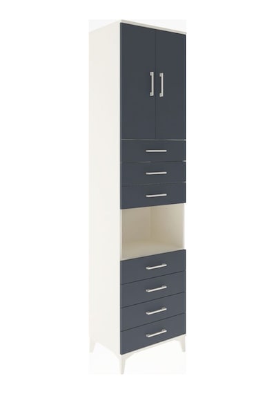 Hyperion Dolap 3 Raflı 7 Çekmeceli 2 Kapaklı 60x44x243 Aytaşı-antrasit Aytası