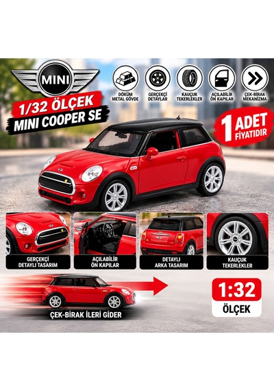 1:32 Çek Bırak Mini Cooper Se Metal Model Araba