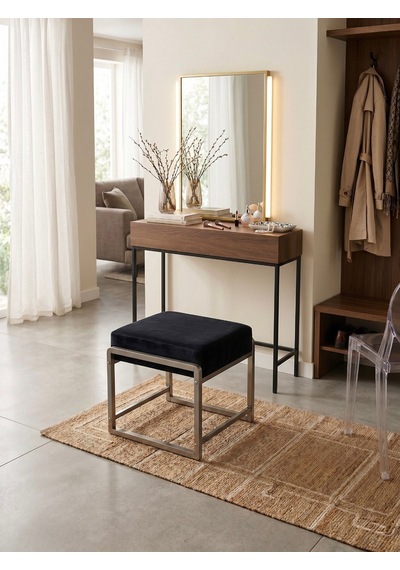 Pure Gri Ayaklı Babyface Puf 50x40x45 Cm - Modern Bench Siyah