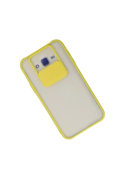 Newface  Samsung  Uyumlu Galaxy J7 Kılıf Palm Buzlu Kamera Sürgülü Silikon - Sarı