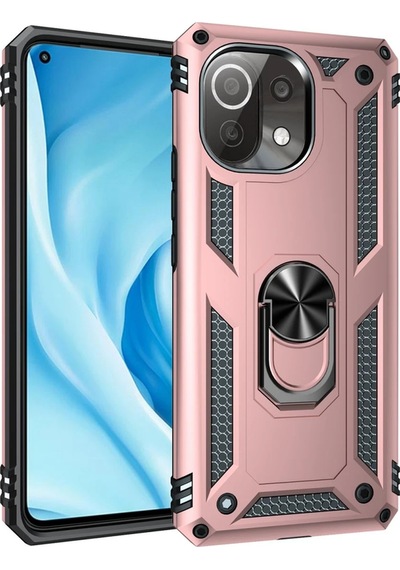 Cosmotex Newface Xiaomi Mi 11 Lite Kılıf Sofya Yüzüklü Silikon Kapak - Rose