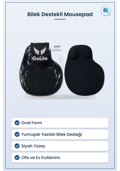 Oval Bilek Destekli Mousepad Ergonomik Ofis Bilgisayar Fare Pedi