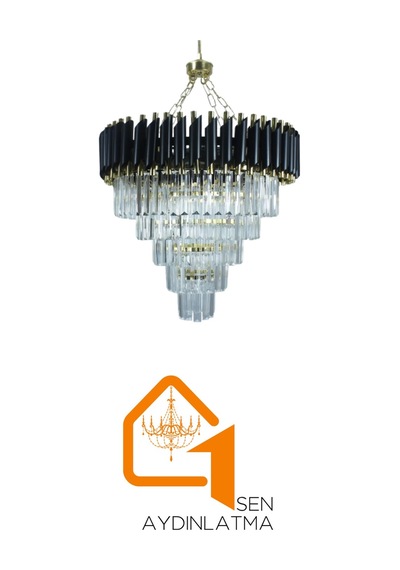 Riva Gold 55x55 Cm'lik Kristal Taşlı Gold Lüks Avize - Yatak Odası - Salon - Mutfak - Hol Altın