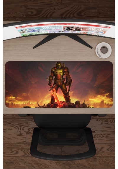 Doom Kaymaz Dikişli Kauçuk Oyuncu Mousepad V1 - 70x30 Xl Gaming Mouse Pad Fare Altlığı