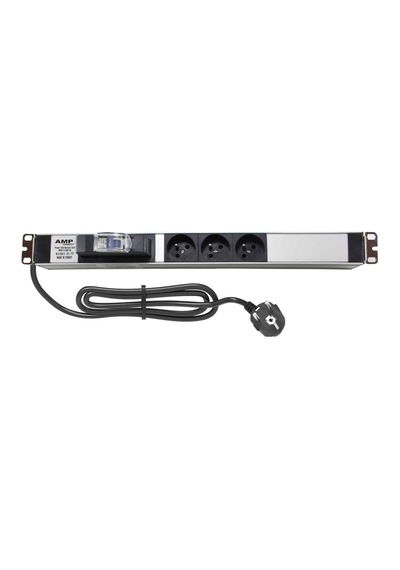 Amp Connect 19" 1u 3 Ups / Fransız Soketli 16a Otomatik Sigorta Koruyuculu Alüminyum Kabin Prizi Pdu