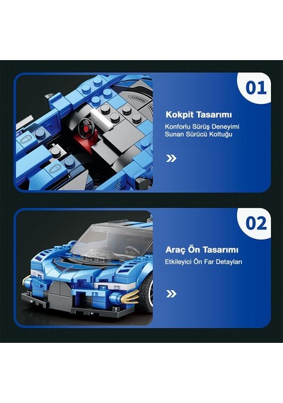 Reobrix Creator 795 Bugatti Vision Gt Spor Araba Yaratıcı Yapı Blok Seti Building Blocks - 356 Parça