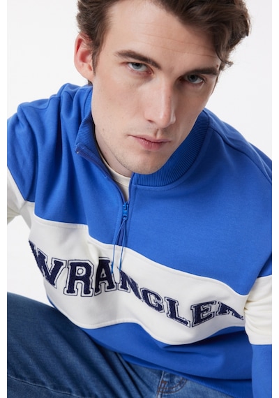Wrangler Regular Fit Normal Kesim Dik Yaka %100 Pamuk Mavi Erkek Sweatshirt W232526400 Mavi