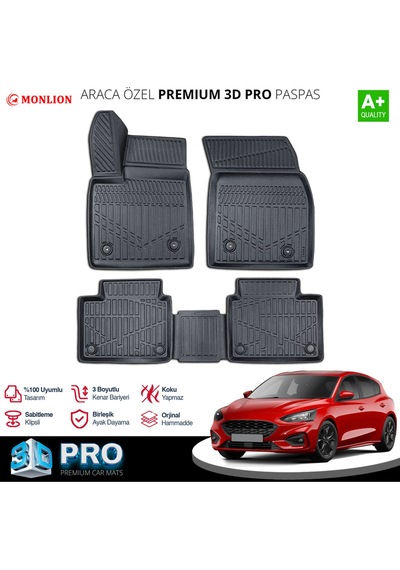 Paspasları, Ford Focus 4 2019 3d Lazer Ölçülü Kokusuz Kaymaz Önvearka