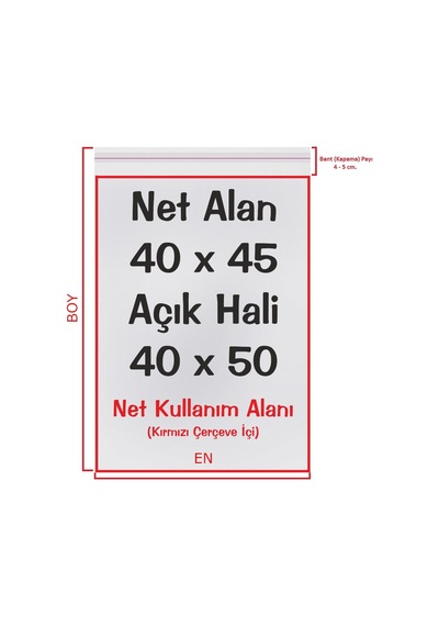 40 x 45+5 (40*50) CM. 250 Adet - Şeffaf Bantlı Yapışkanlı Jelatin P