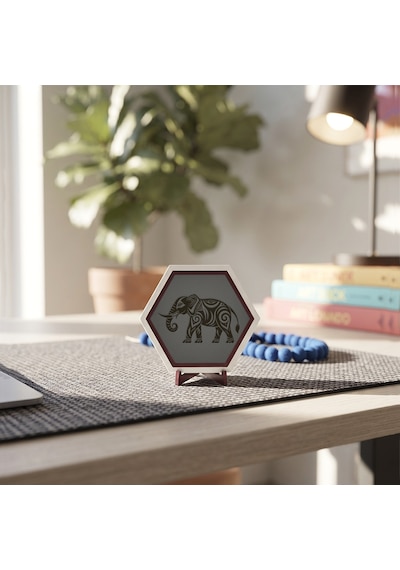 Sanatsal Fil Desenli Masaüstü Dekoru Ev Ve Ofisiniz İçin Modern Ve Butik Bir Hediye Alternatifi 10x10 Cm, Kül Gri