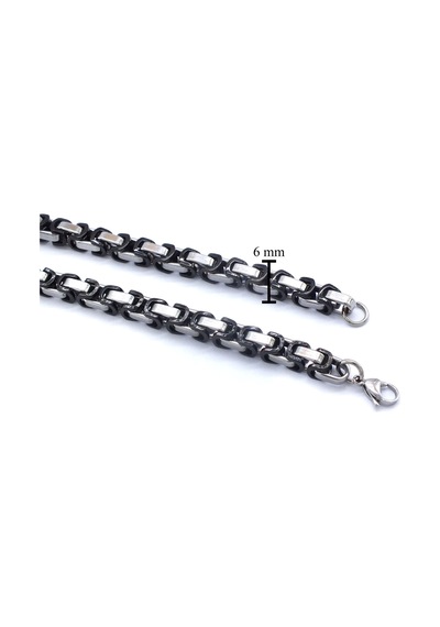 Ferizz 316l Çelik İki Renki Siyah Kral Erkek Zincir Kolye 55 CM