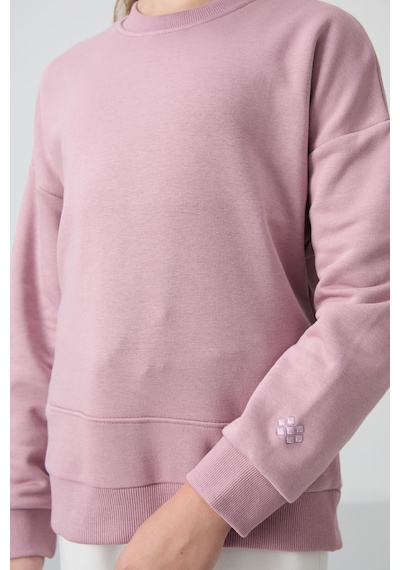 Tommy Life Gül Kurusu Pamuklu İçi Tüylü Yumuşak Dokulu Oversize Nakışlı Kız Çocuk Sweatshirt - 75150 Gül Kurusu