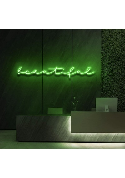 Beautiful Yazılı Neon Tabela Yeşil