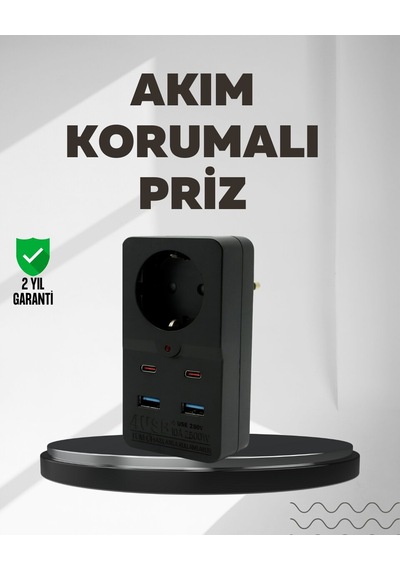 Tip Akım Koruma Prizi 10a 2500w Usb Type C Destekli 1 - 3 M