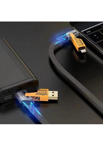 65w Çok Hızlı Kopmaz 4 Başlıklı Altın Uç Hızlı Şarj Kablosu Tüm Telefon Tabletler İçin Uyumlu