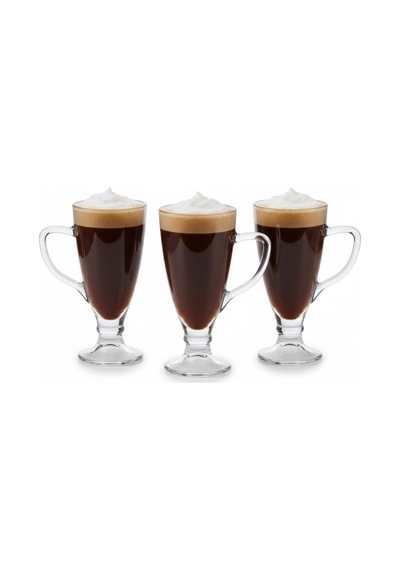 Lexroo 3 Lü Cam Kupa Seti 250 Ml Ayaklı Şeffaf Kahve Ve Tatlı Bardağı