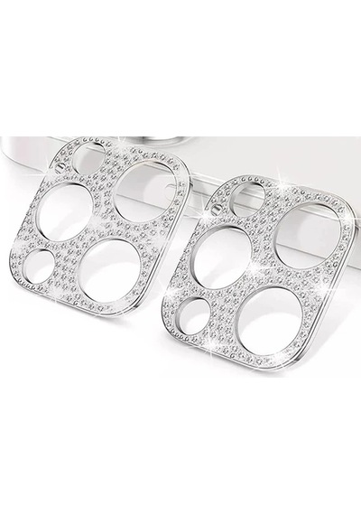 Ally iPhone Uyumlu 12 Pro Max Kamera Koruyucu Lens Diamond Taş İşlemeli- 5775 Pembe