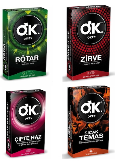 Okey Rötar + Zirve + Çifte Haz + Sıcak Temas Prezervatif 10'lu x 4