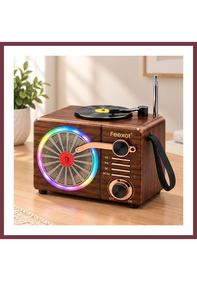 Storeşahin Işıklı Retro Bluetooth Fm Radyo Hoparlör - Usb & Type-c Şarjlı Shn0720
