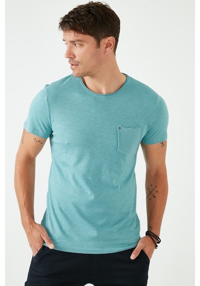 Buratti % 100 Pamuklu Slim Fit Bisiklet Yaka Cepli Erkek T Shirt 5902000 Mavi