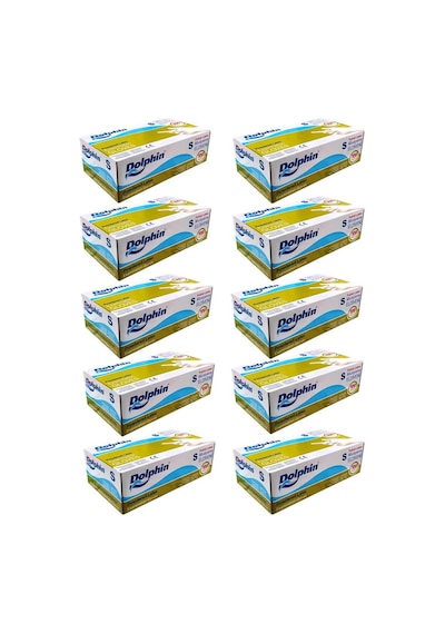 Dolphin Tek Kullanımlık Muayne Eldiveni Pudralı Beyaz Small Lateks 10 x 100 Adet