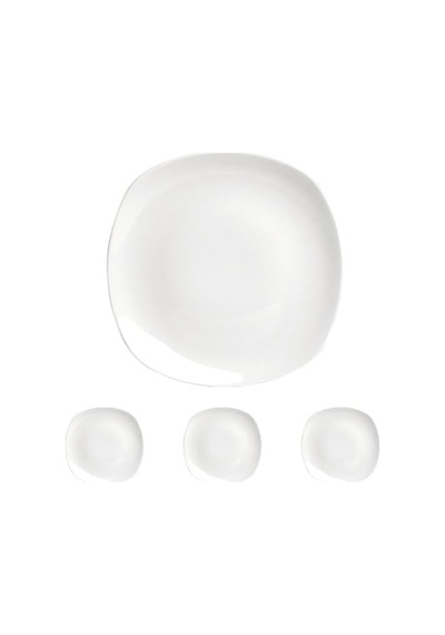04a+p014855 Square Yemek Tabağı, Porselen 4lü Paket Açık