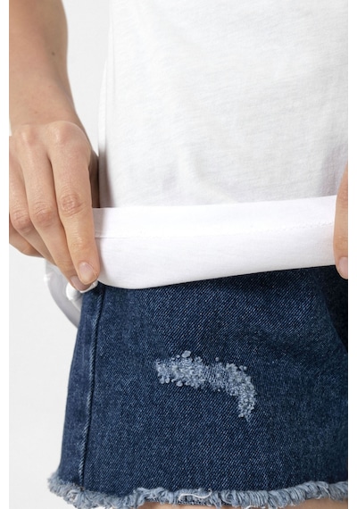 Beyaz Kadın Basic Bisikletyaka Tshirt Beyaz