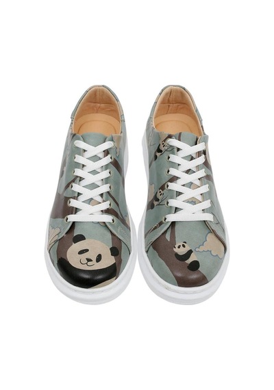 Kadın Vegan Deri Mavi Günlük Sneakers - Panda Hug Tasarım Çok Renkli