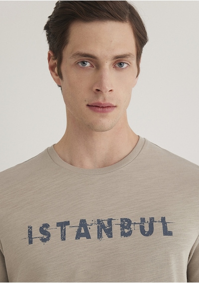 Mavi - Istanbul Baskılı Gri Tişört 066282-31935-Gri
