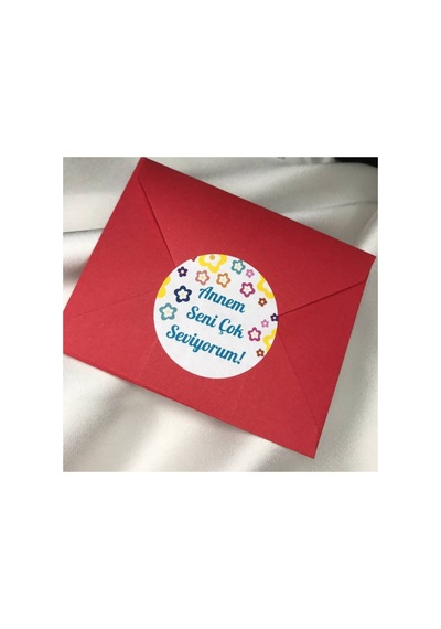 Annem Seni Çok Seviyorum Sticker Anneler Günü Etiket 4 Cm 40 Adet Çok Renkli