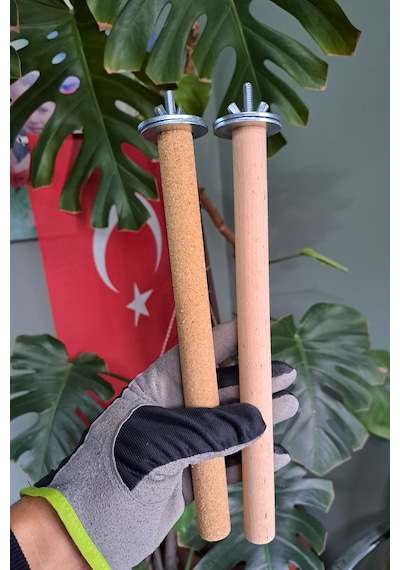 Vixpet Doğal Ahşap Papağan Tünek & Pedikür Kumlu Tünek – Ayak Bakımı ve Tüneme İçin | 25 cm - 18 mm