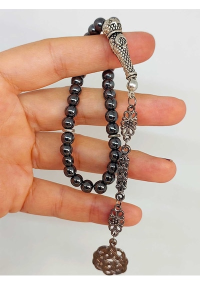 Yasamtohumu Hematit Küre Kesim Tesbih 6 MM 45132