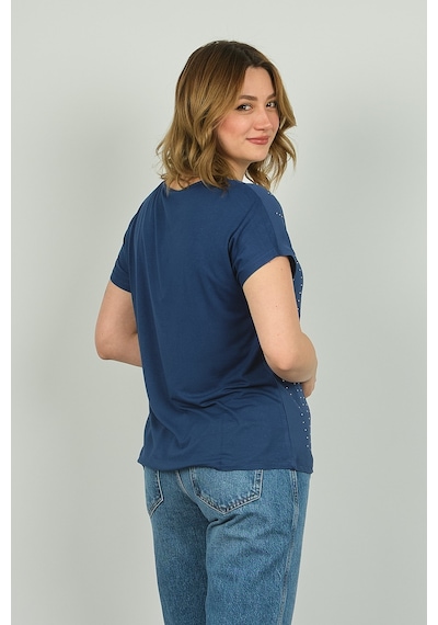 Ella Camelia Kadın İşlemeli Bluz 19e093 Indigo İndigo