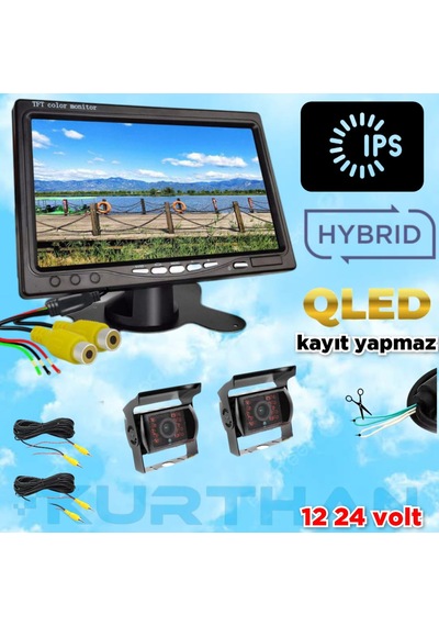 7 İnç Ips Qled Monitör Ve 2 Adet Metal Kasa Kamera 12 24 Volt