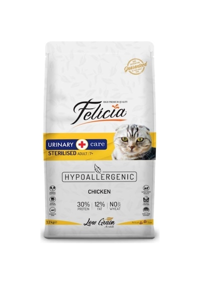 Felicia Kısırlaştırılmış Düşük Tahıllı Hipoalerjenik Tavuklu Yetişkin Kedi Maması 12 KG