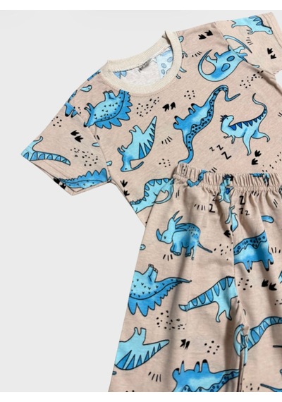 Aliş Kids Erkek Çocuk Pamuklu Bej Rengi Dinozor Desenli Kısa Kollu Şortlu Yazlık Pijama Takımı Bej Mavi Aliş Kids Erkek Çocuk Pamuklu Bej Rengi Dinozor Desenli Kısa Kollu Şortlu Yazlık Pijama Takımı Bej Mavi