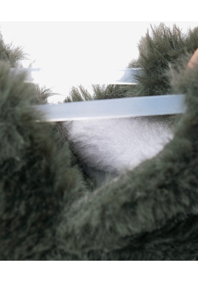 Furry Furry Haki Kürk Barefoot Patik-haki Kürk Haki