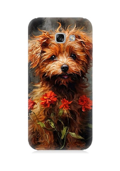 Samsung Galaxy A7 2017 Uyumlu Çiçekli Köpek Desenli Silikon Kılıf