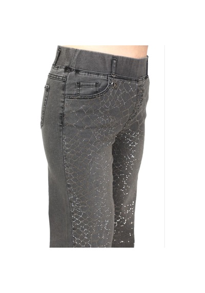 Zanessi Fashıon Büyük Beden Denim Taşlı Yüksek Bel Bol Paça Kadın Pantolon Siyah