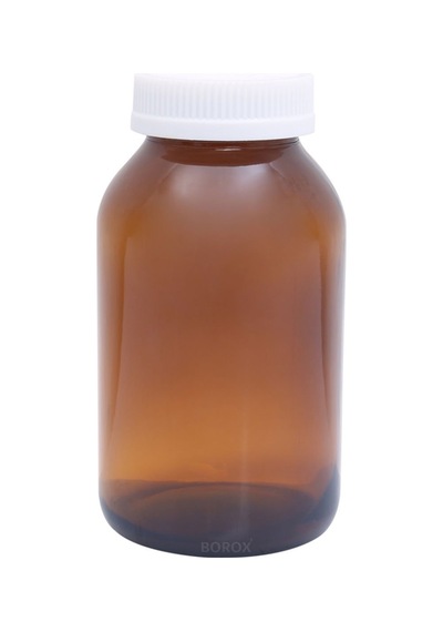 Borox Amber Cam Şişe 500 ML BeyazBastır Aç Kapaklı Ecza Şişe