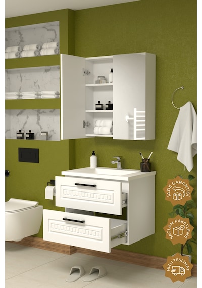 Teta Home Floransa 65 Cm Mdf Gövde Membran Kapak Banyo Dolabı Seti Beyaz Teta Home Floransa 65 Cm Mdf Gövde Membran Kapak Banyo Dolabı Seti Beyaz