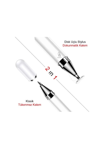 Xiaomi Mi Pad 6 Uyumlu Dokunmatik Kalem Passive Stylus 2in1 Tablet Kalemi Çizim & Yazı Kalemi